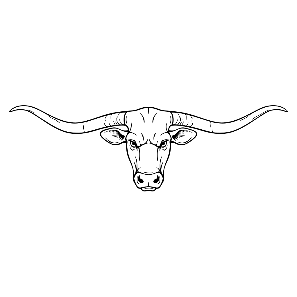 Longhorn silhouette design for crafting and decoration projects
