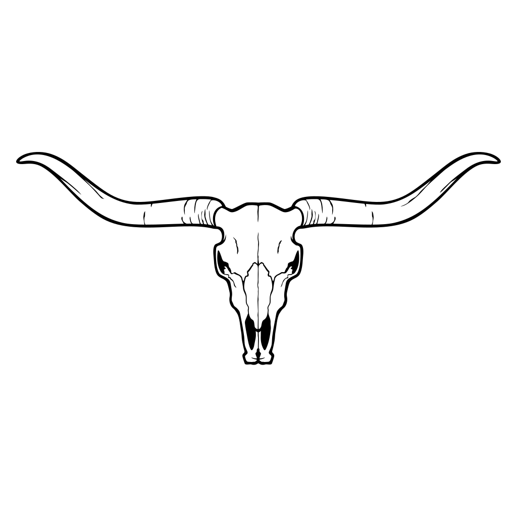 Stunning black and white vector design of longhorn skull