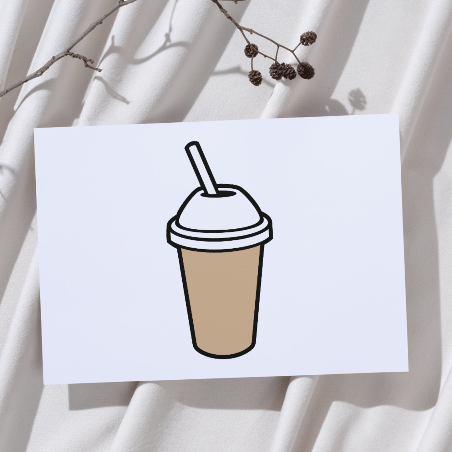 Delicious milkshake in a cup with a straw design