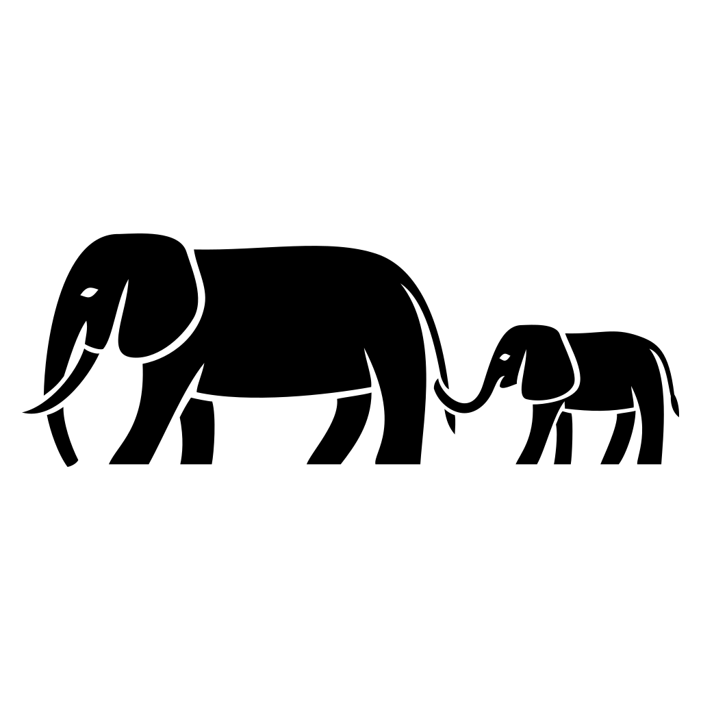 Mom and baby elephants walking together in a joyful moment