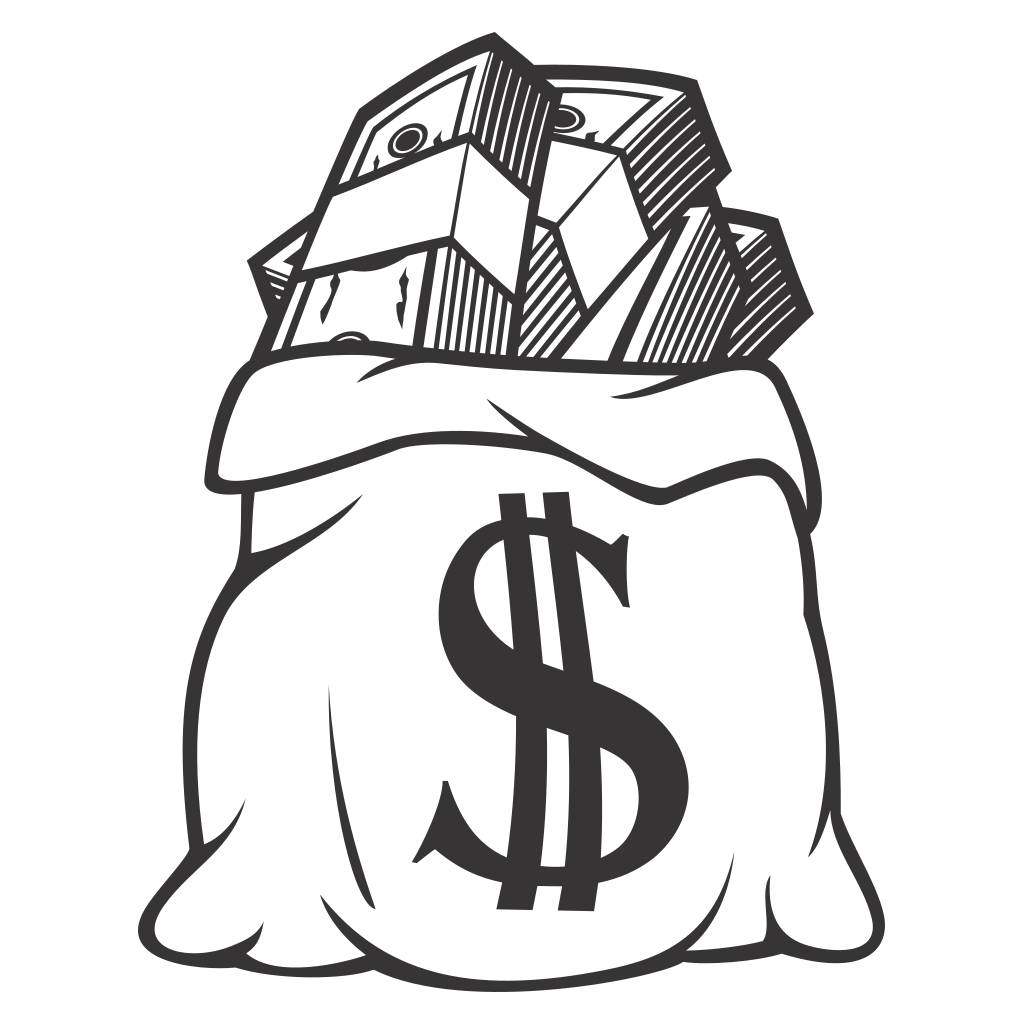 Creative black and white vector design of a money bag