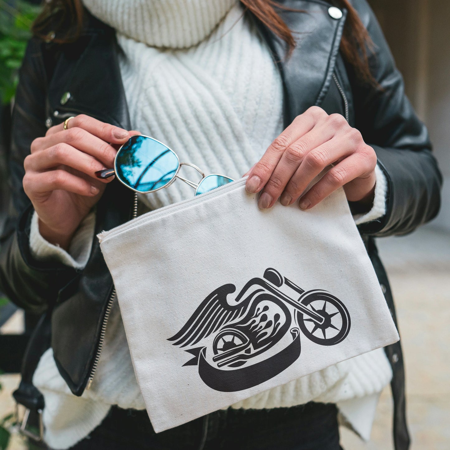 Motorcycle label design with dynamic wings and flames