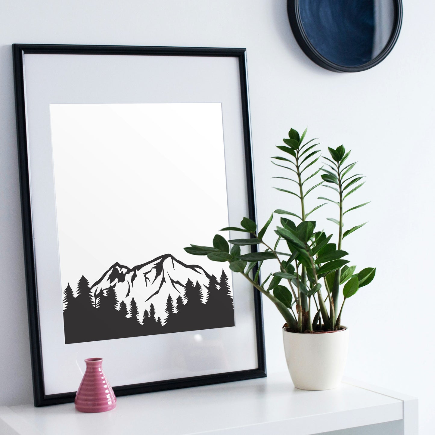 Majestic mountain landscape silhouette for crafts projects