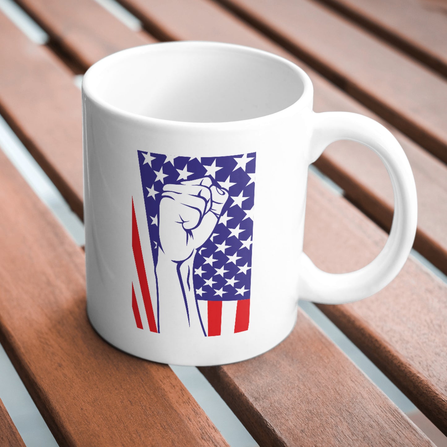 Empowering design for protests featuring a raised fist and flag