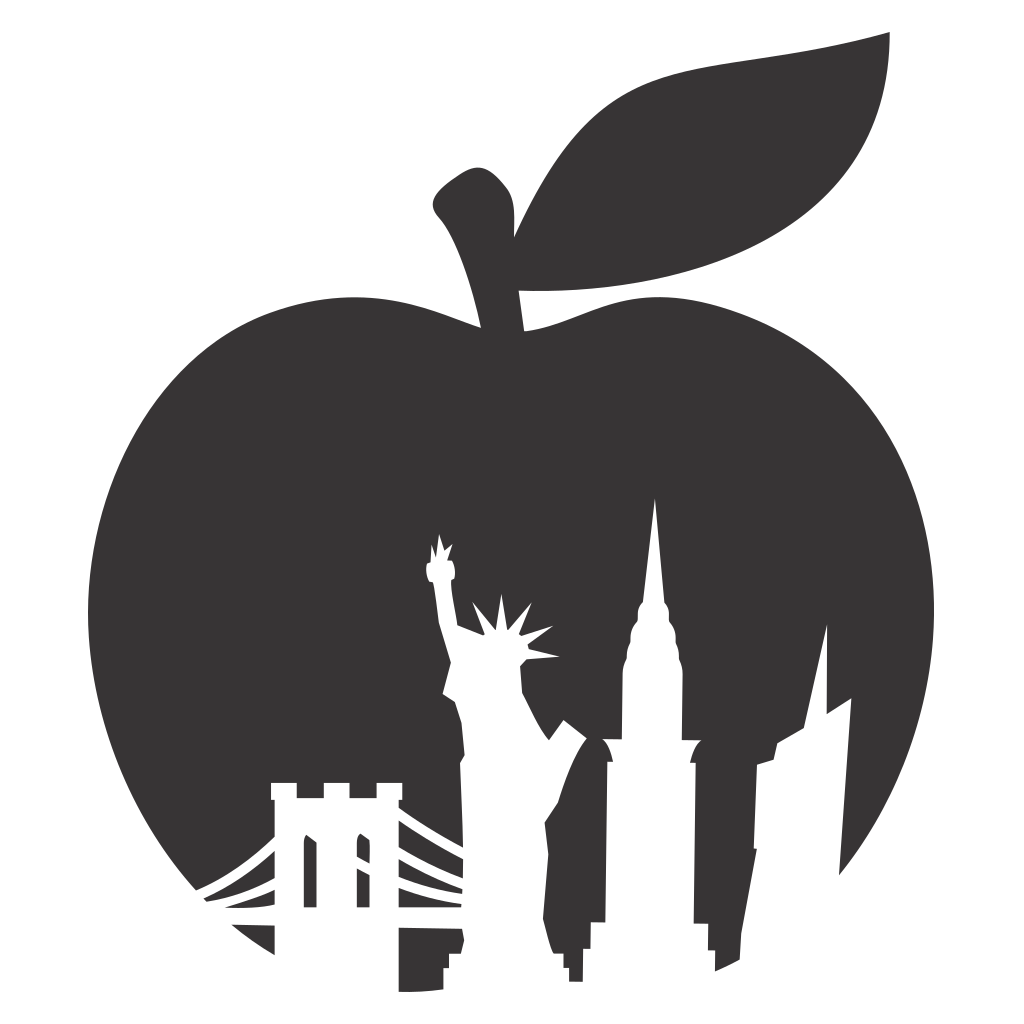 Big Apple silhouette design featuring iconic New York landmarks