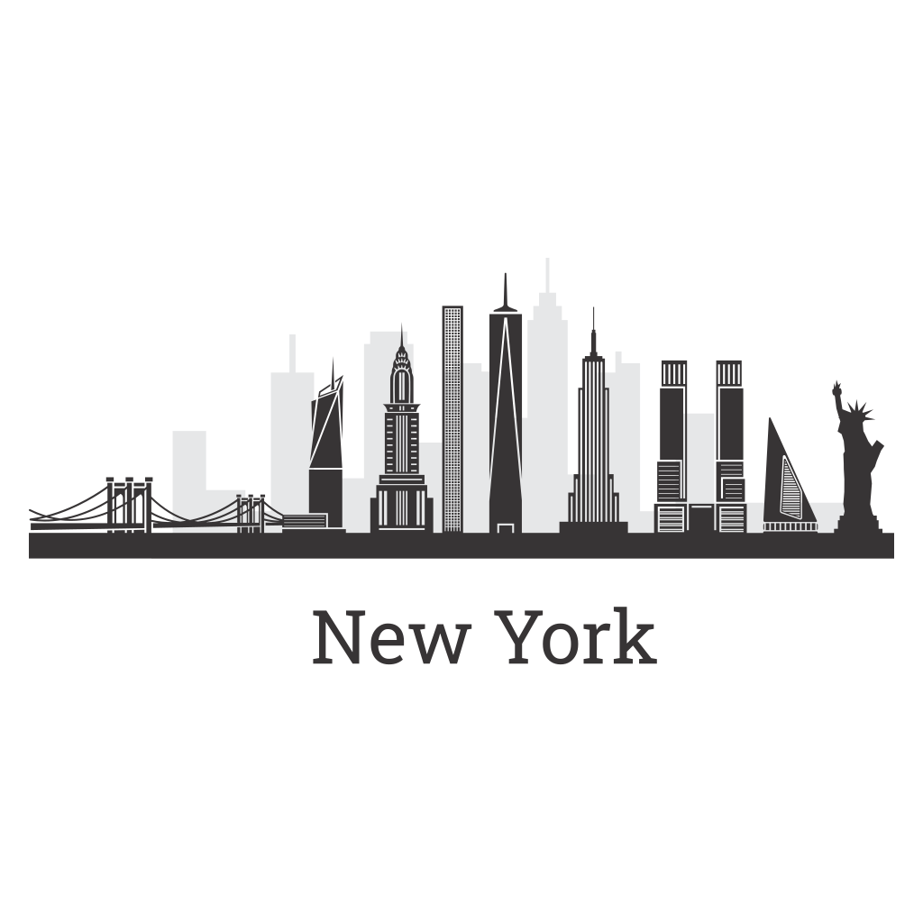 Explore New York skyline with iconic landmarks in vector design