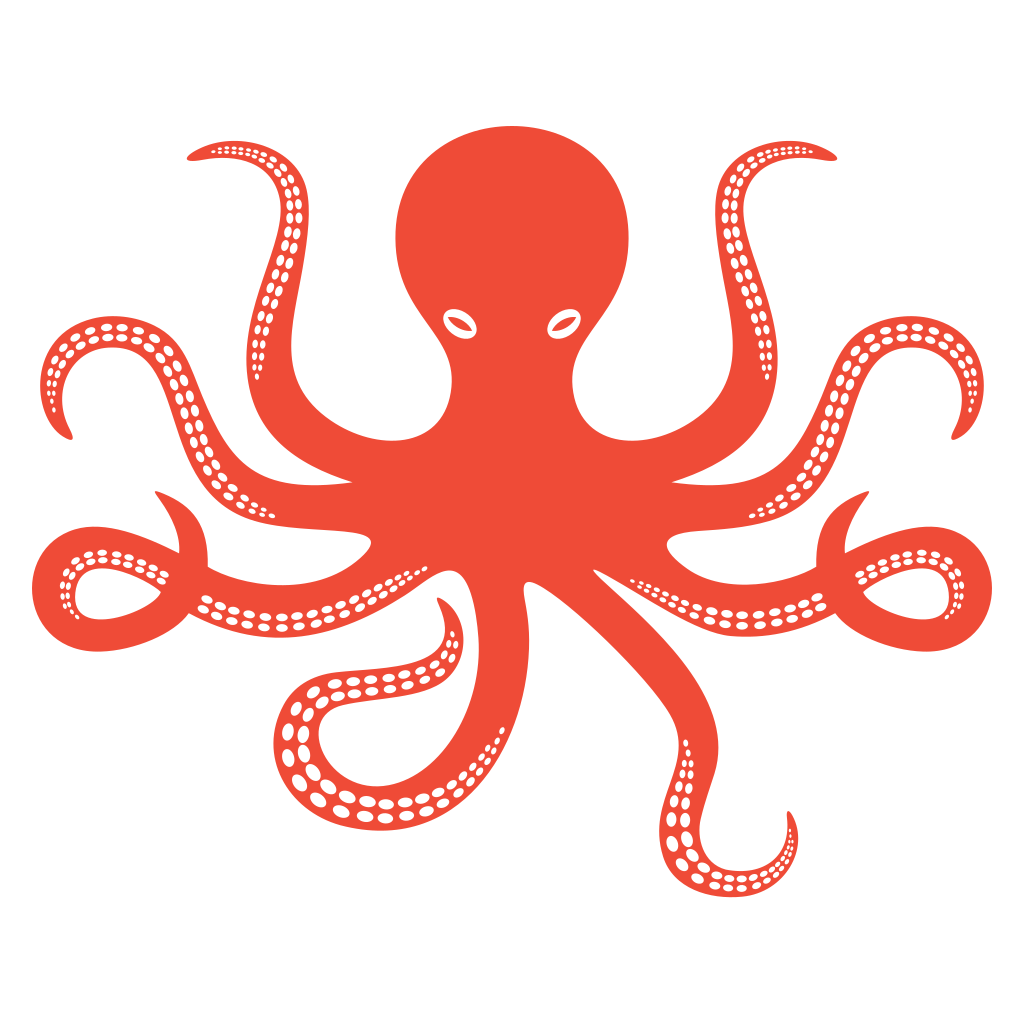 Creative octopus design for cutting machines in vibrant red