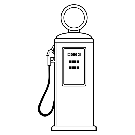 Vintage black and white gas pump vector for creative projects