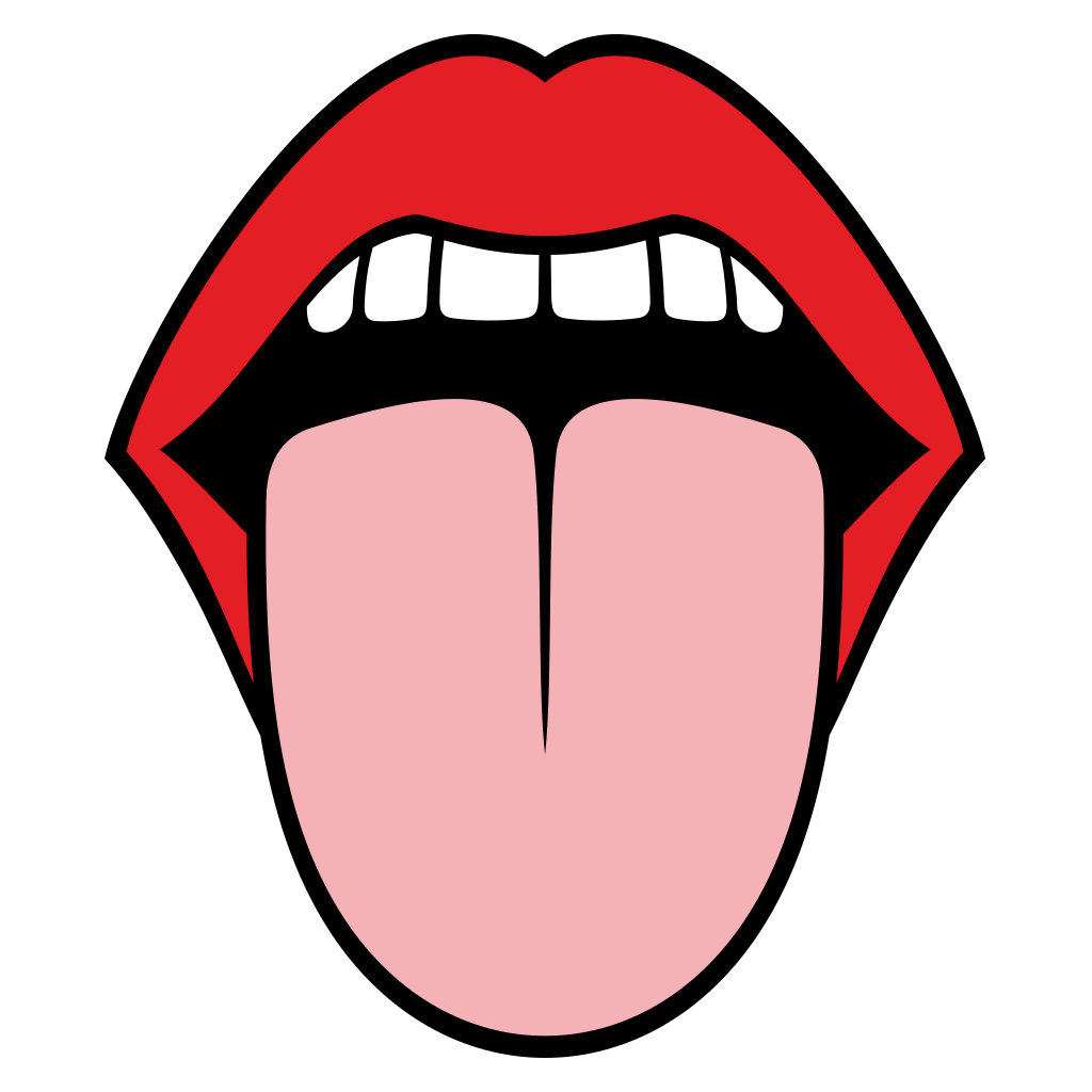Open mouth with tongue out for creative cutting