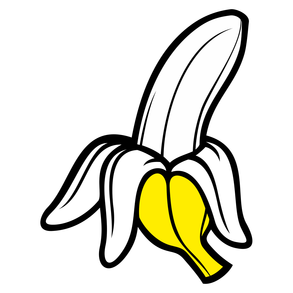 Brightly colored opened banana vector design for crafts