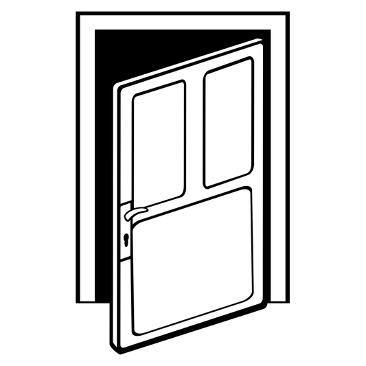 Creative outline of an opened wooden door for cutting machines
