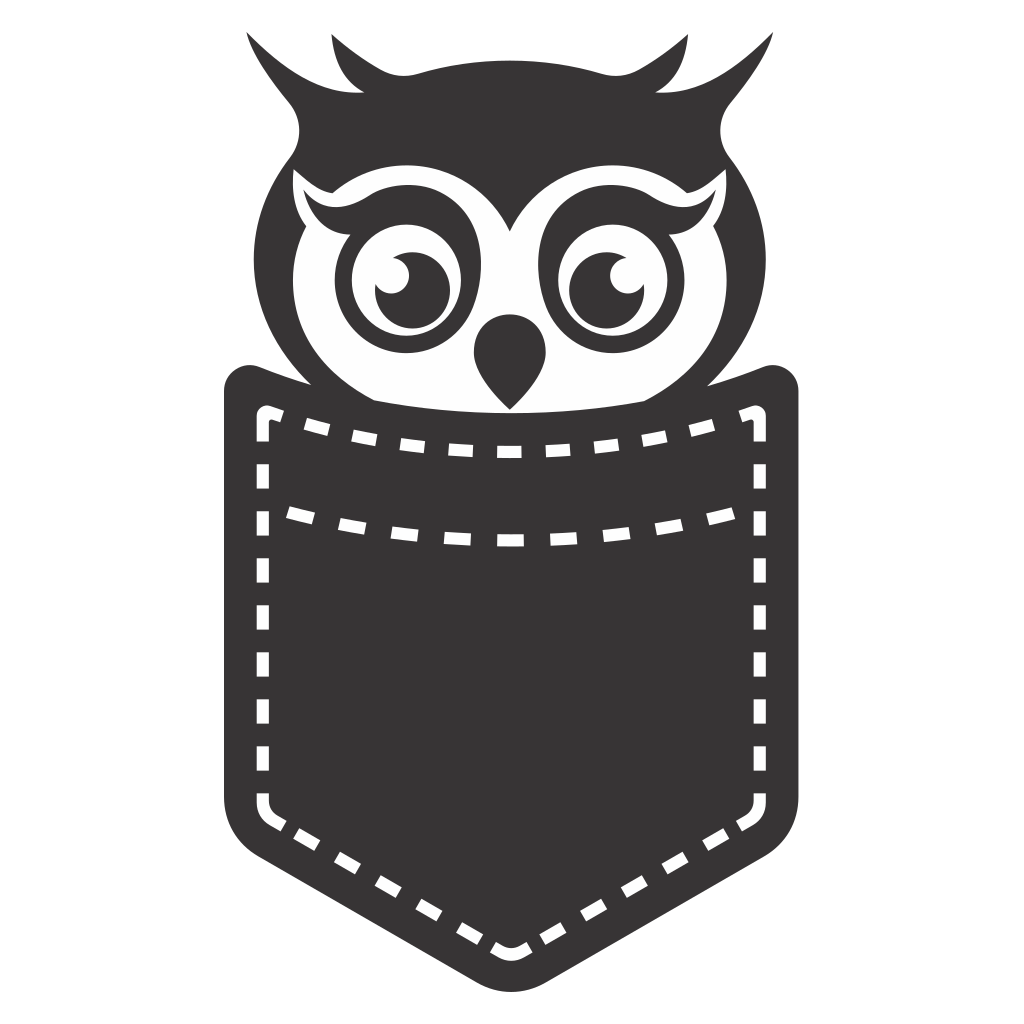 Cute owl peeking from a pocket design for crafting fun