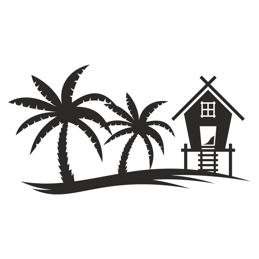 Tropical retreat with palm trees and coastal house design