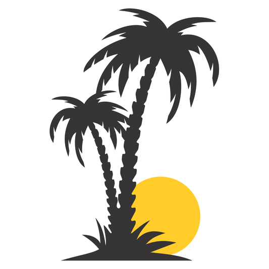 Sunset silhouette of palm trees in creative vector design