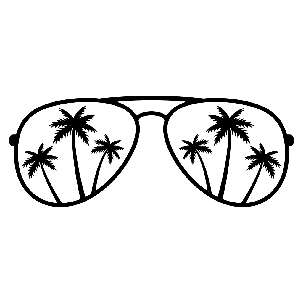 Chic palm tree silhouette in retro sunglasses design
