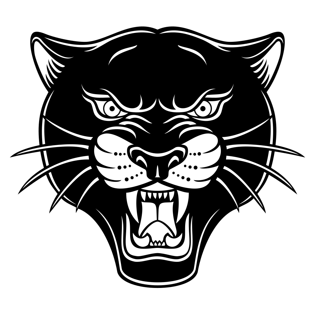 Bold black and white panther head design for cutting machines