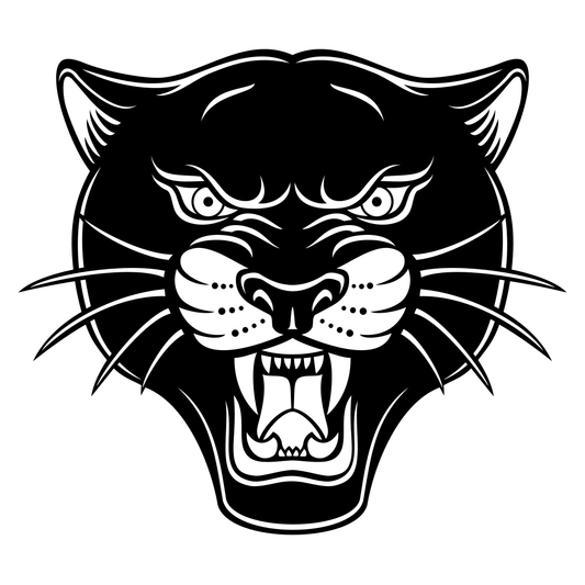 Bold black and white panther head design for cutting machines