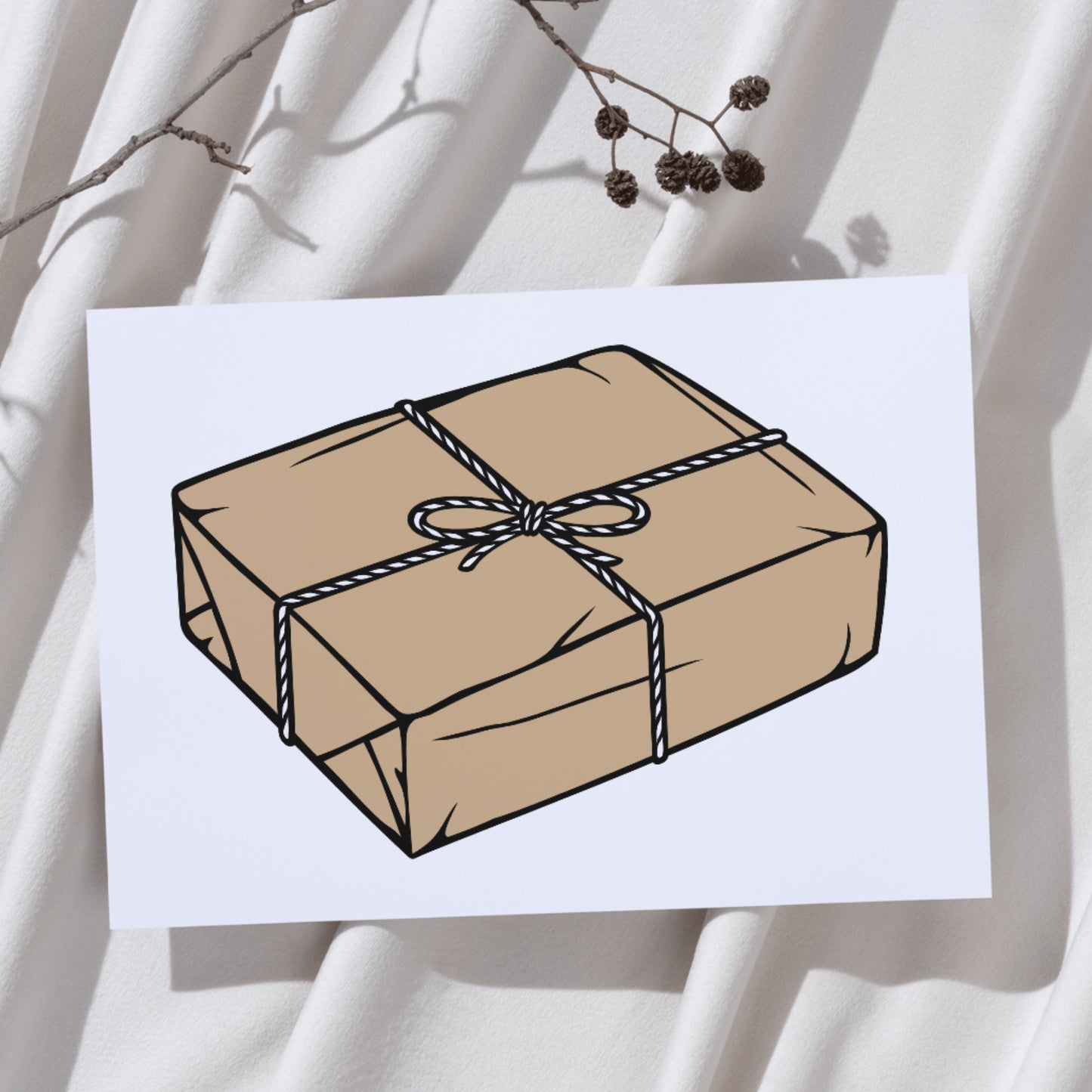 Crafty parcel box with rope and kraft paper design