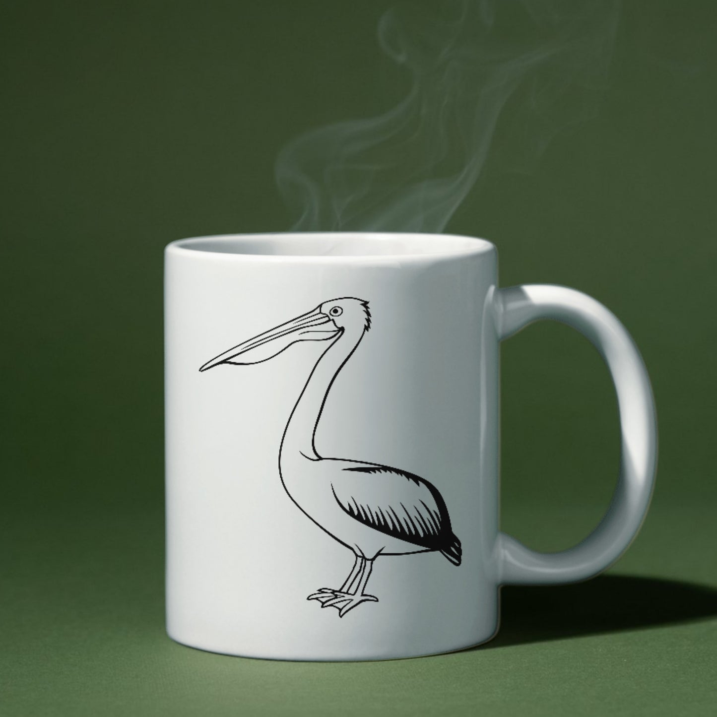 Elegant black and white pelican design for cutting machines