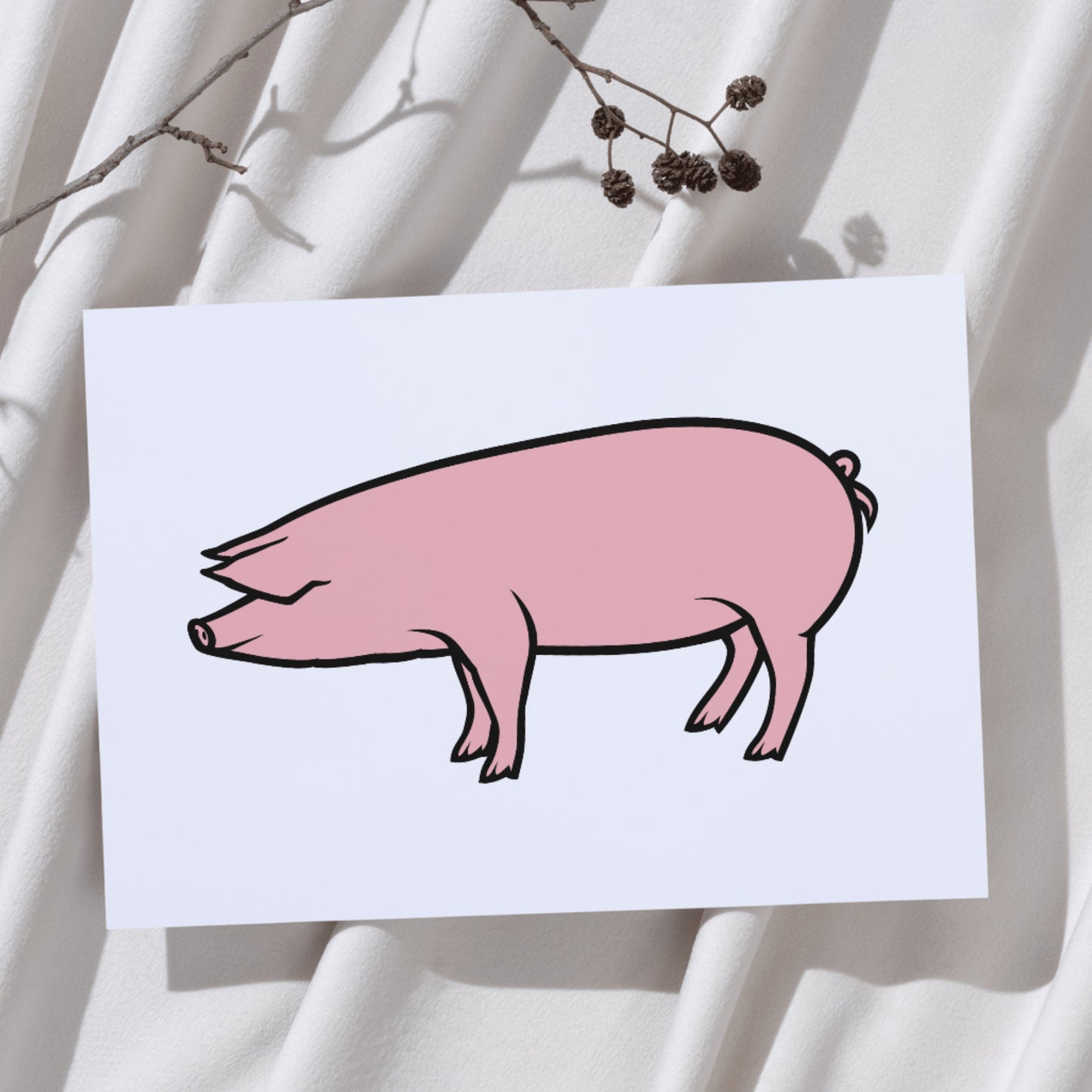Playful pink pig vector design for cutting machines