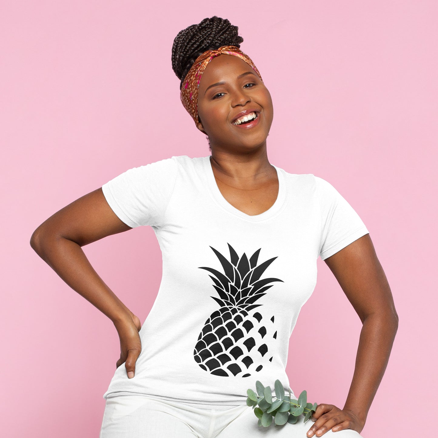 Creative black silhouette of a pineapple for design projects