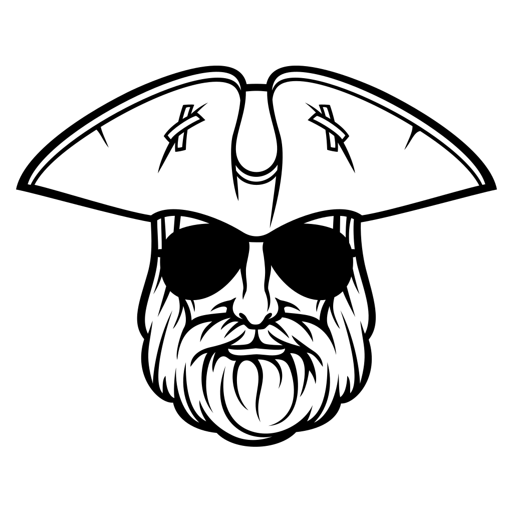 Bold pirate head design with stylish aviator sunglasses