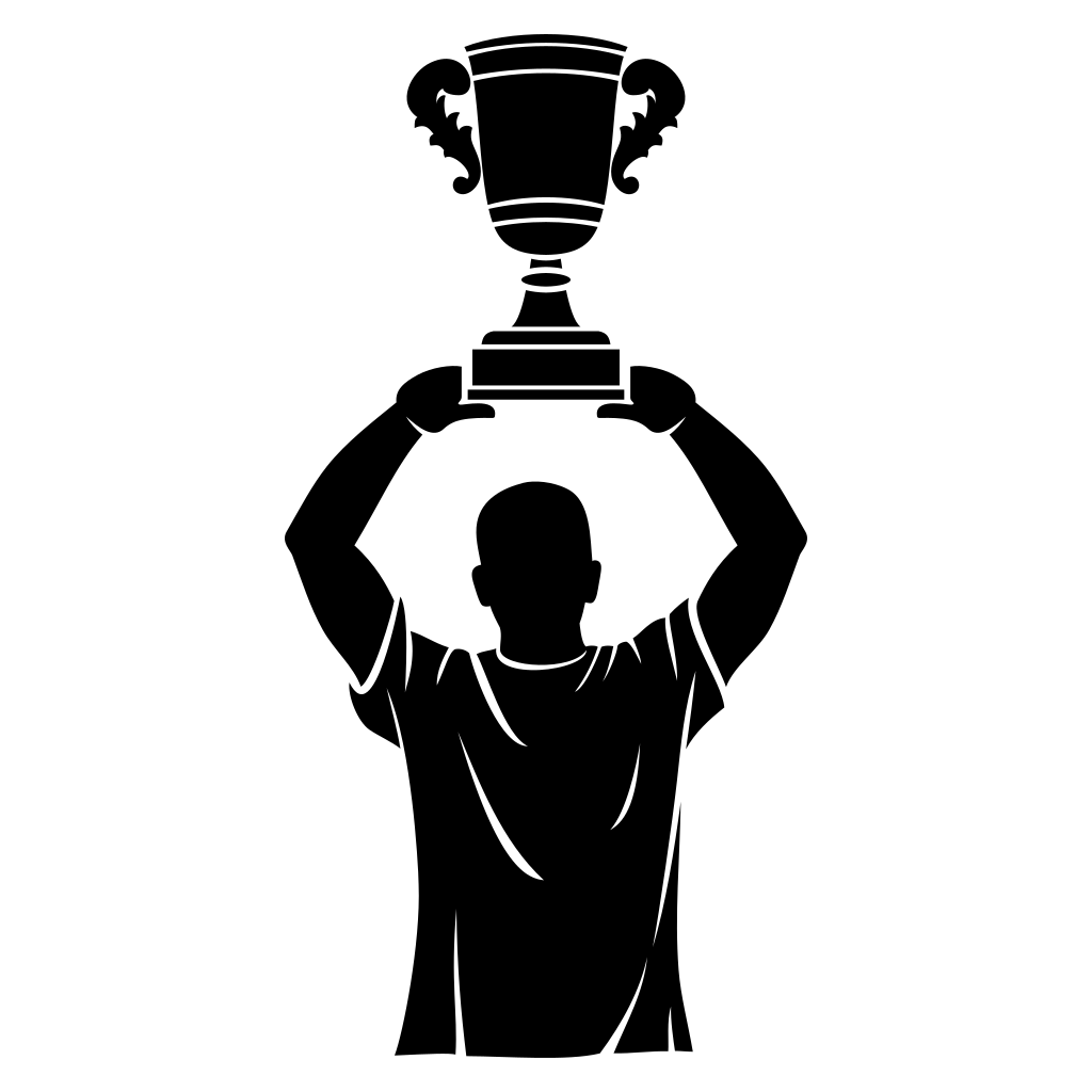 Player lifting a trophy in celebration of victory