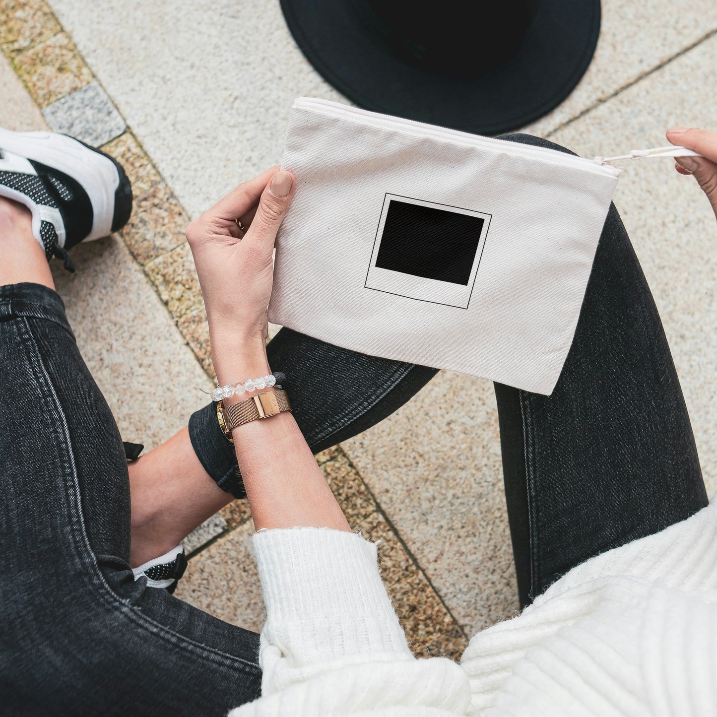 Black and white polaroid frame design for crafting