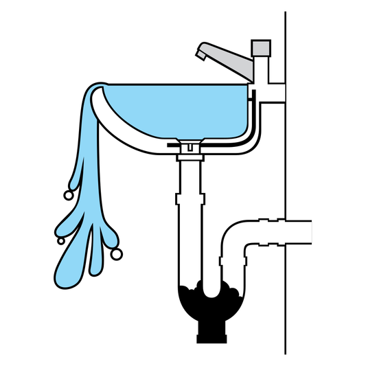 Vector design showcasing a kitchen sink issue with water leak
