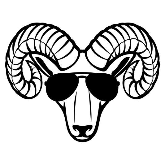 Ram head with aviator sunglasses for creative cutting projects