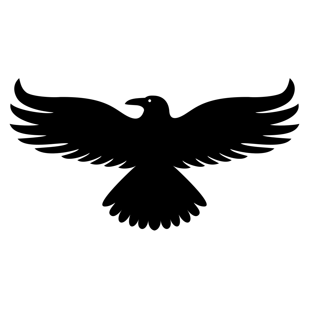 Elegant black silhouette of a soaring bird for crafts