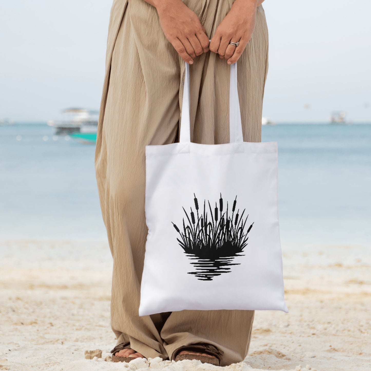 Elegant cattails and water reflection design for crafts