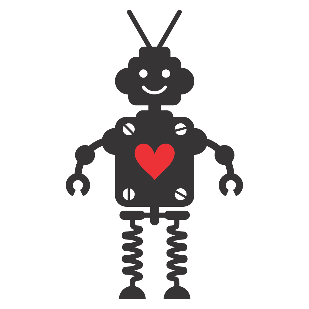 Cute vintage robot design with heart for crafting projects