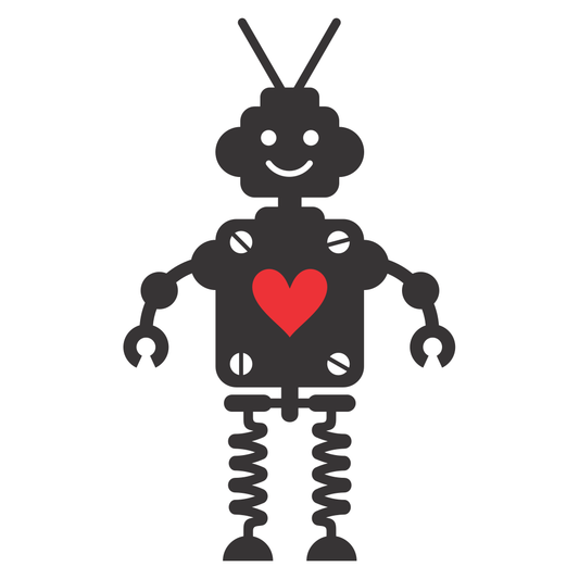 Cute vintage robot design with heart for crafting projects