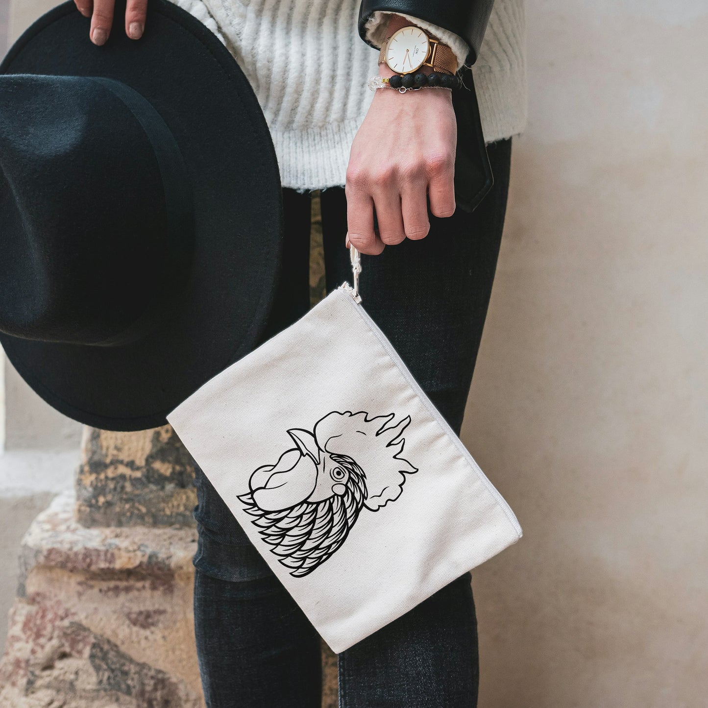 Black and white rooster head design for cutting machines