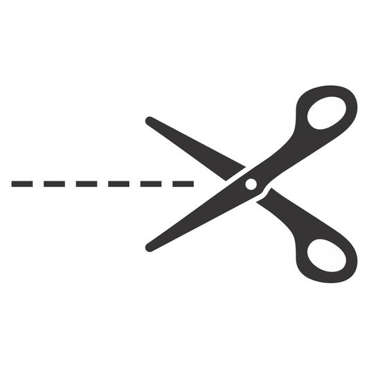 Scissors cutting through dotted line for crafting projects