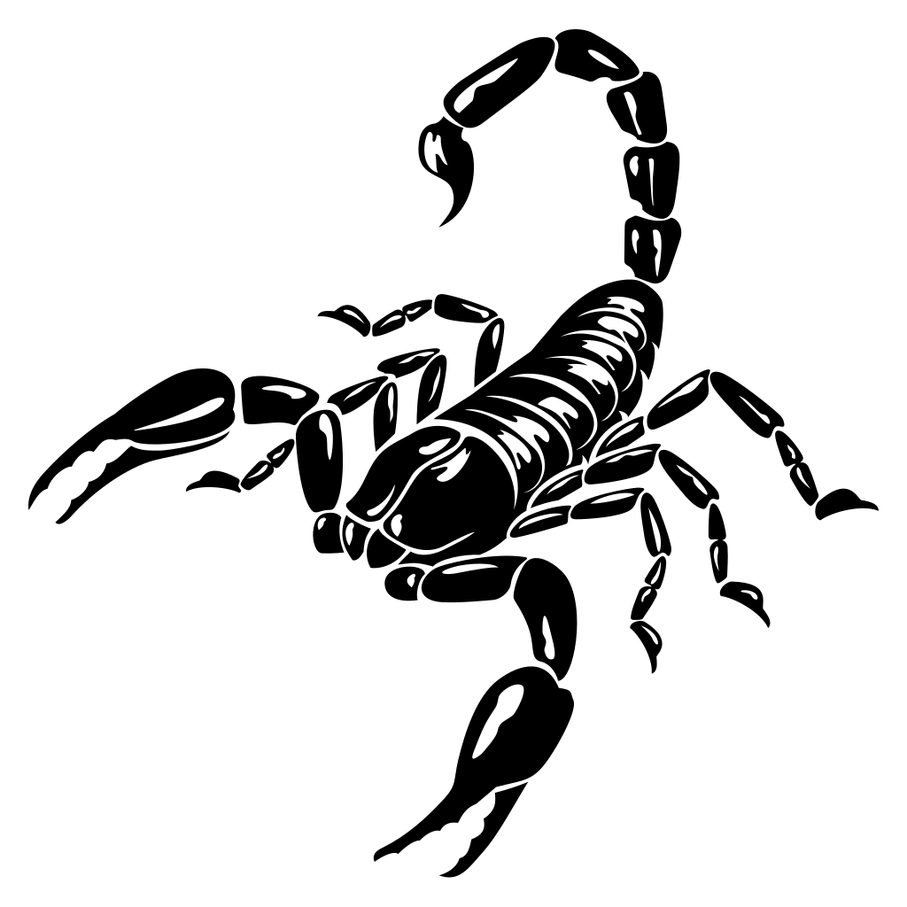 Intricate black and white scorpion design for cutting machines