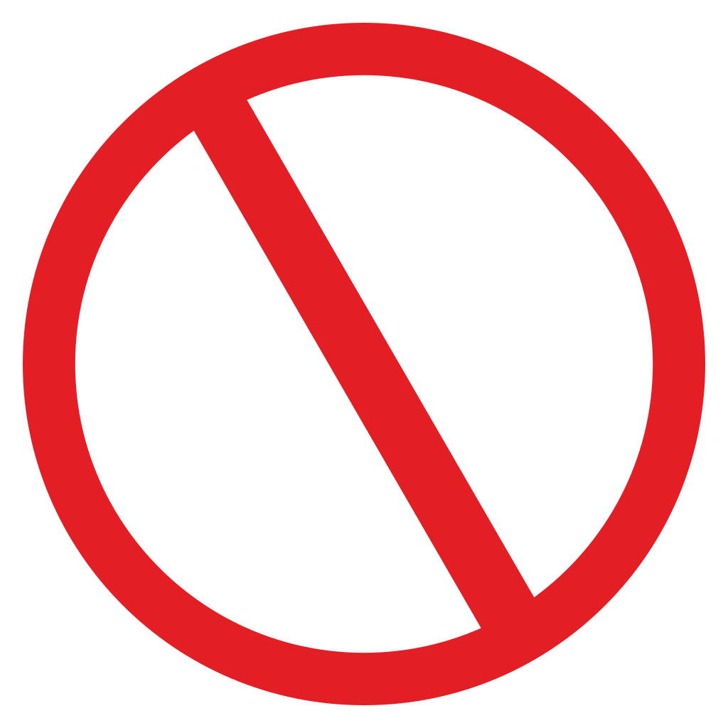 Bold vector icon for cutting machines with a prohibition sign