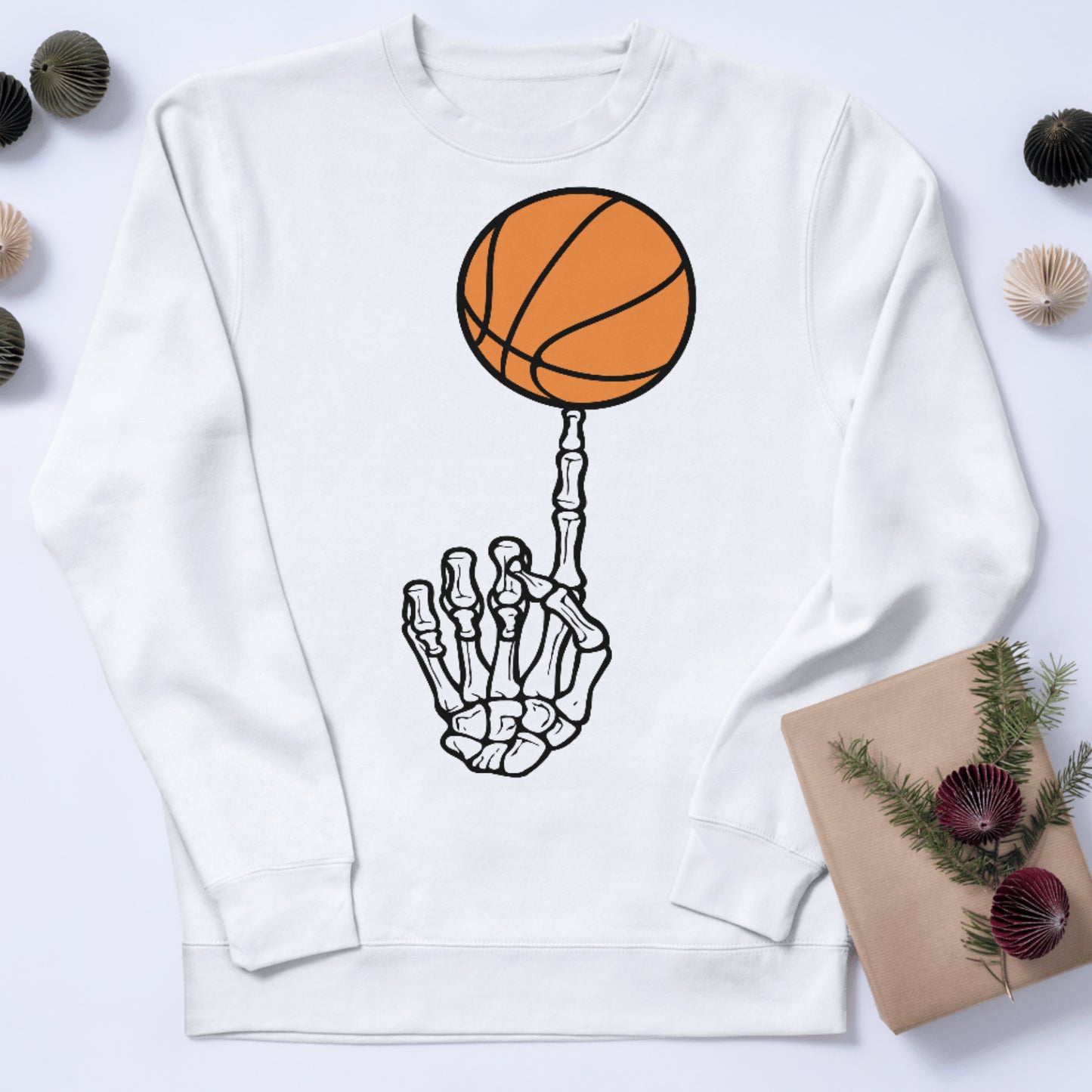 Skeleton hand spinning a basketball for crafts