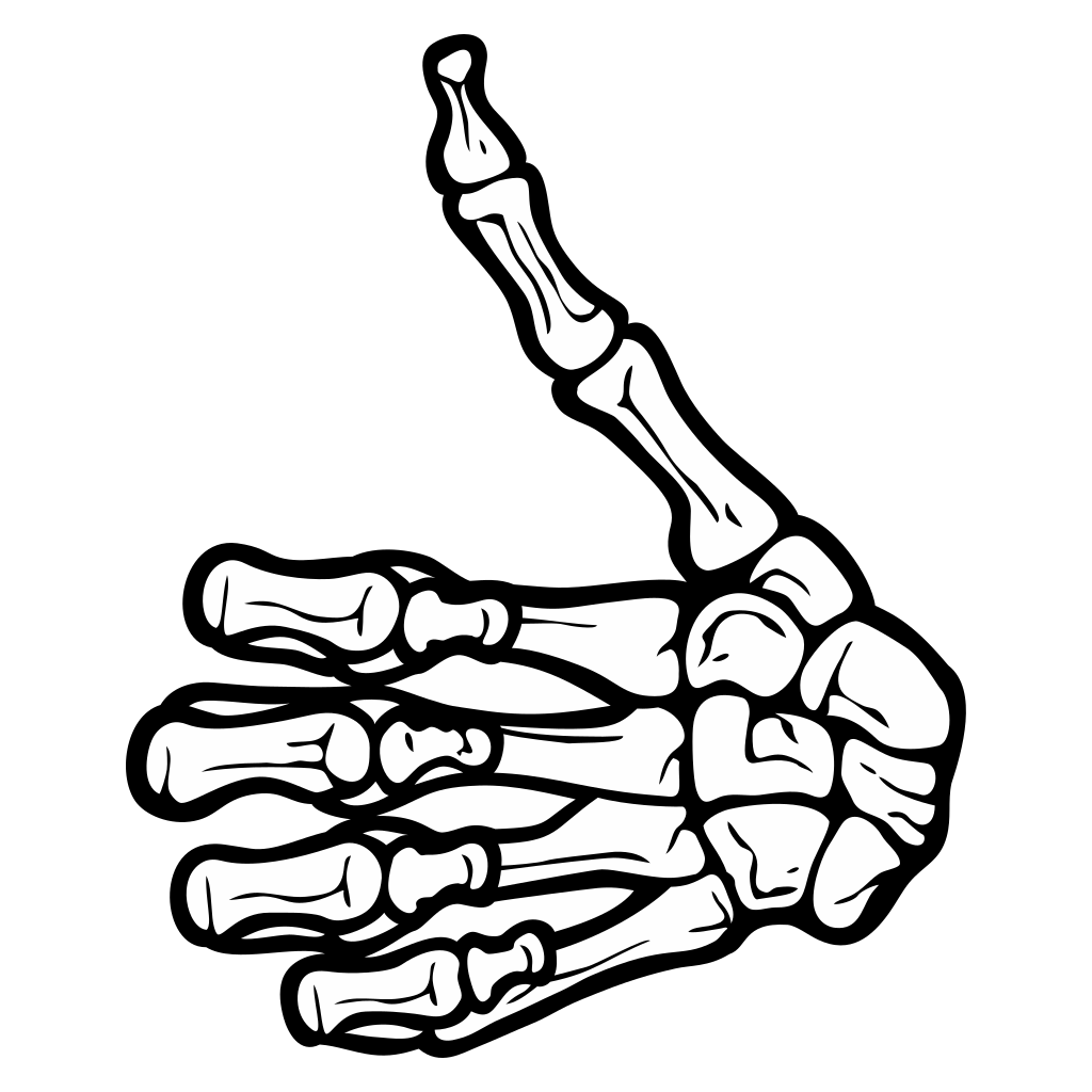 Skeleton hand with thumb up vector design for cutting machines