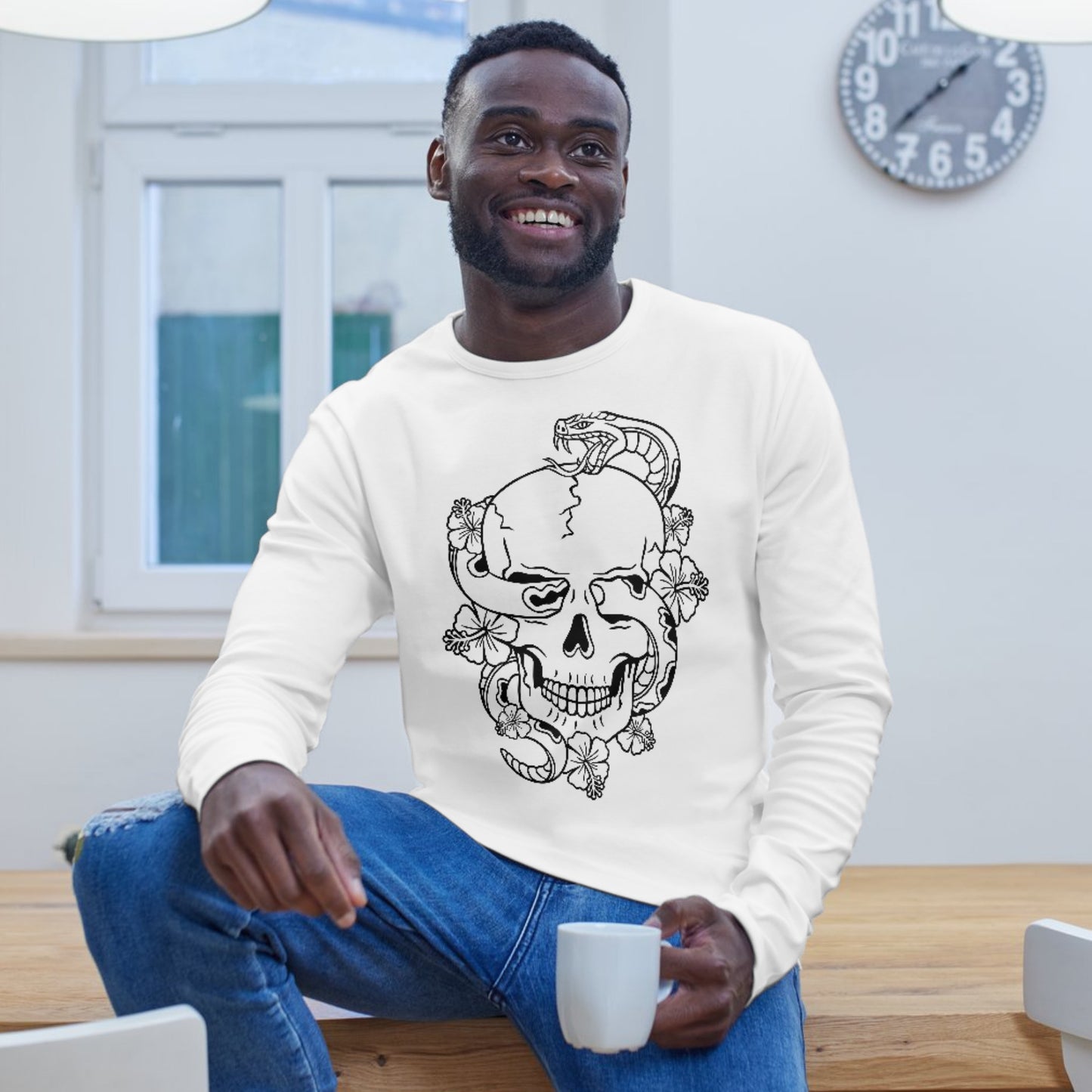 Skull design with snake and floral elements for crafting