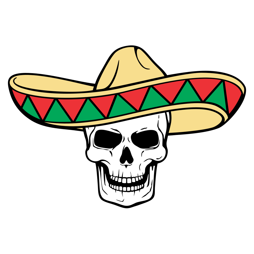 Creative skull wearing a sombrero design for craft projects