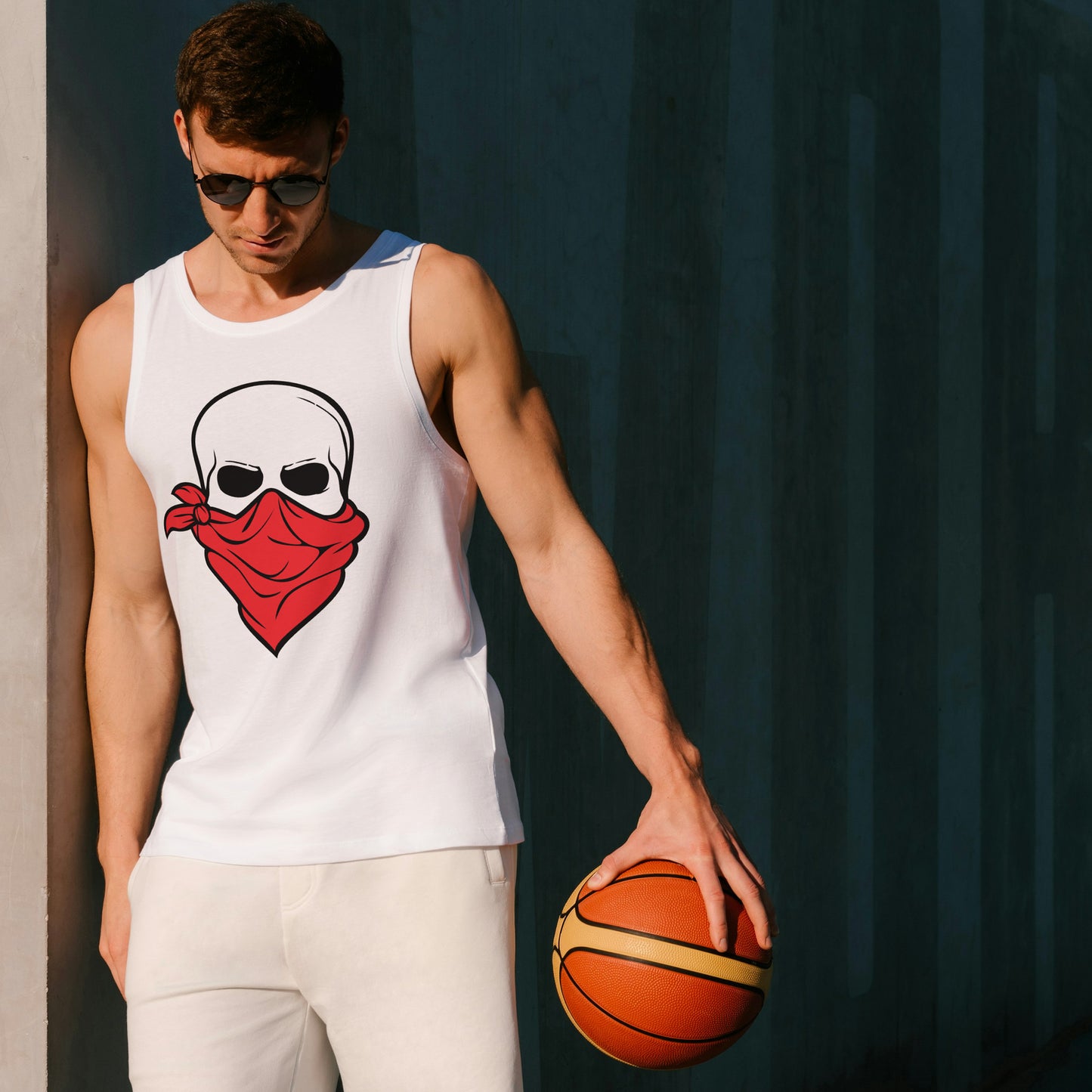Bold skull design with red bandana for creative projects