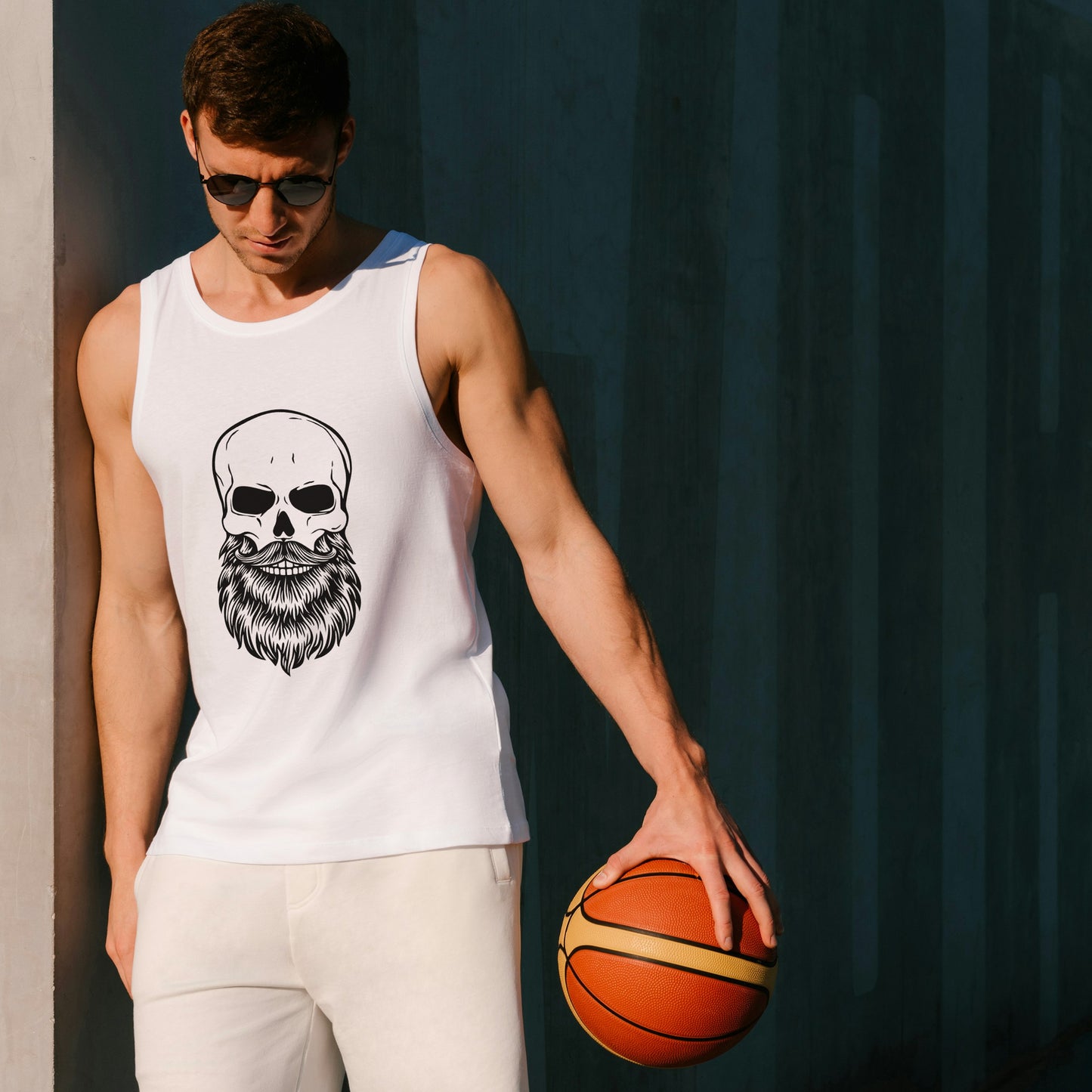 Skull design with beard suitable for cutting machines