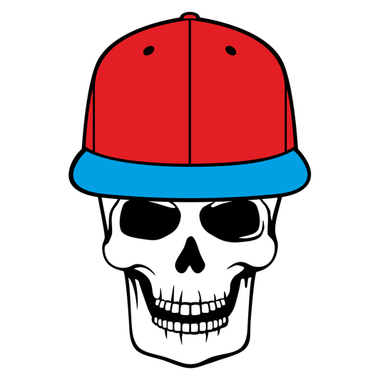 Skull wearing a stylish rap cap for cutting projects