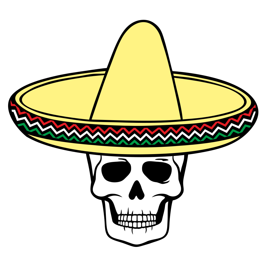 Creative skull wearing a sombrero design for cutting machines