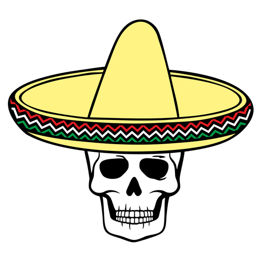 Creative skull wearing a sombrero design for cutting machines