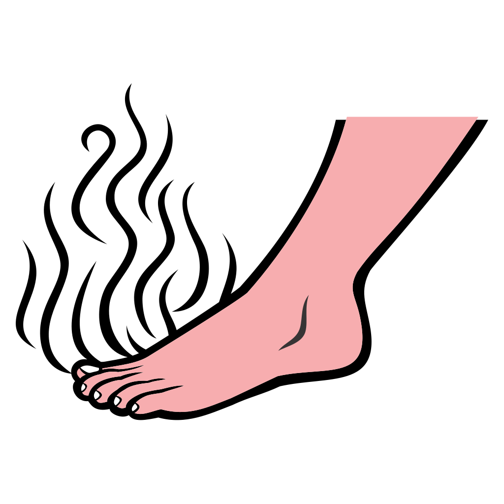 Illustration of smelly feet with steam rising
