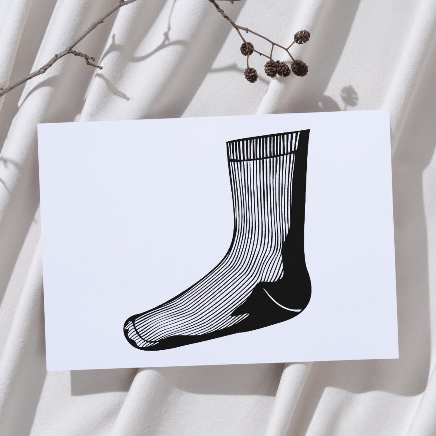 Design for stylish black and white sock vector cutting template