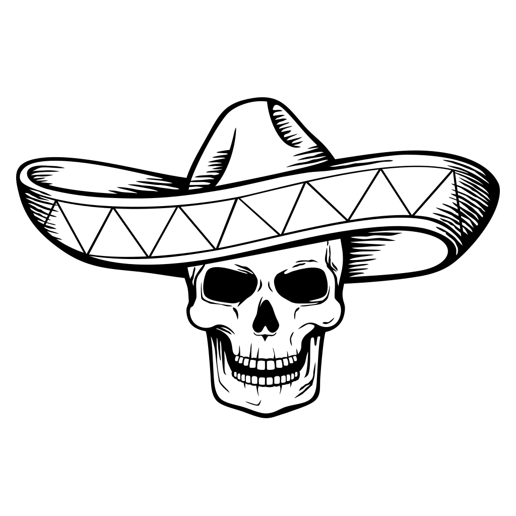 Skull wearing sombrero for creative cutting machine designs